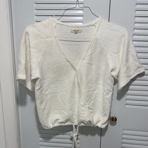 MADEWELL White/cream cropped Wrap top